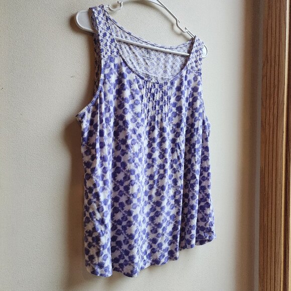 J. Jill Pintucked Batik-Print Tank Top Size Petite Large - Picture 4 of 13